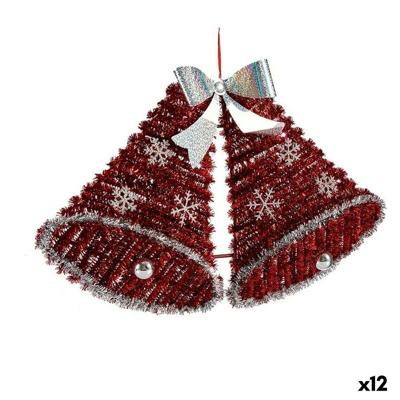 Kerstversiering Krist+ Wit Rood Polypropyleen PET (Afzuig)kappen 52 x 31,5 x 7,5 cm Hanger Klatergoud LED Licht (12 Stuks)