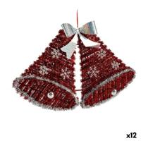 Kerstversiering Krist+ Wit Rood Polypropyleen PET (Afzuig)kappen 52 x 31,5 x 7,5 cm Hanger Klatergoud LED Licht (12 Stuks)