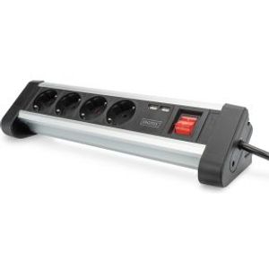 Digitus DA-70614 power uitbreiding Indoor 1.5 m 4 AC outlet(s) Black,Silver