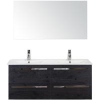 Seville Badmeubelset 120 cm - 4 Laden Black Oak - Keramische Wastafel Wit Enjoy met Spiegel