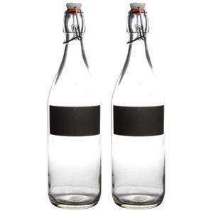 Water/Weck/Sap flessen met krijtvakje - 1x stuks - 970 ml - Met beugeldop - voor al uw sapjes