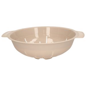 Keuken vergiet/zeef - kunststof - Dia 25 cm x Hoogte 8 cm - beige