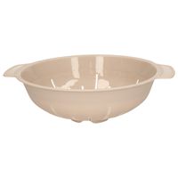 Keuken vergiet/zeef - kunststof - Dia 25 cm x Hoogte 8 cm - beige