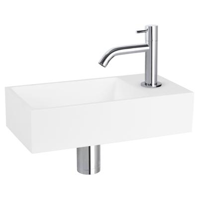 Differnz Solid fonteinset solid surface - kraan gebogen - 36 x 18.5 x 9 cm - chroom