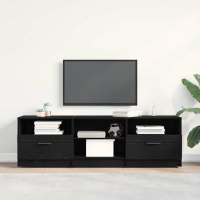 TV-kast met lade Zwart 150 x 33.5 x 45 cm Bewerkt hout