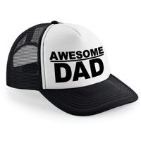 Zwart/ wit Awesome dad snapback cap/ truckers pet heren - Vaderdag petjes - thumbnail