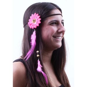 Hippie hoofdbandje roze   -