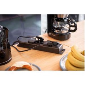 Stopcontactverdeler IP44 4-voudig zwart 2m H07RN-F 3G1,5