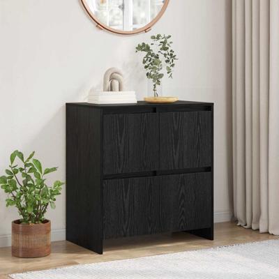 Dressoir met de deur Zwart eiken 70 x 41 x 75 cm Bewerkt hout