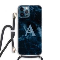 Midnight Marble: iPhone 12 Pro Transparant Hoesje met koord