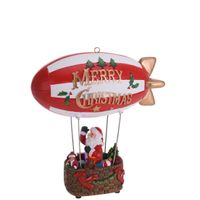 Kerstdorp kersttafereel zeppelin met draaiende kerstman en licht- 26cm - thumbnail