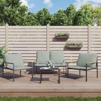3-delige Loungeset met kussens staal antracietkleurig 3-delige Loungeset met kussens staal antracietkleurig