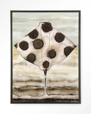 Urban Cotton Wandkleed 'Eagle Ray' 110 x 145cm in Floating Frame - black