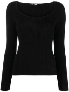 Karl Lagerfeld long-sleeved ribbed-knit top - Noir