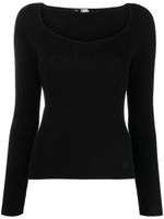 Karl Lagerfeld long-sleeved ribbed-knit top - Noir - thumbnail