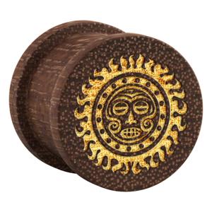 Ribbed Plug met Mask Design Mahogany Tunnels & Plugs