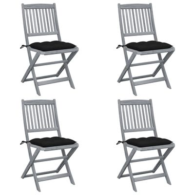 vidaXL Tuinstoelen 4 st inklapbaar met kussens massief acaciahout vidaXL Tuinstoelen 4 st inklapbaar met kussens massief acaciahout