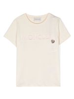 Moncler Enfant t-shirt en coton à logo brodé - Tons neutres - thumbnail