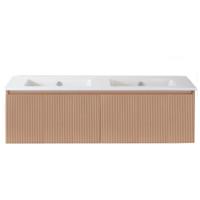Frozen 3D Badmeubelset 140 cm - Greeplijst in Kleur - Peach - Keramische Wastafel Wit Zonder Kraangat