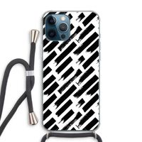 Zwarte vegen: iPhone 12 Pro Max Transparant Hoesje met koord