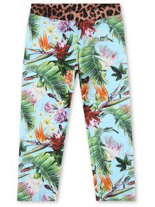 Philipp Plein Junior legging à fleurs - Bleu