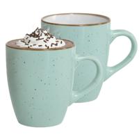 Gerimport Koffie / thee mok Sweets - 2x stuks - groen - 350 ml - keramiek