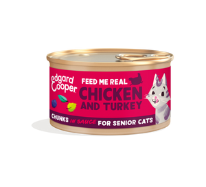Edgard & Cooper kip en kalkoen senior kat natvoer blikje 85gr