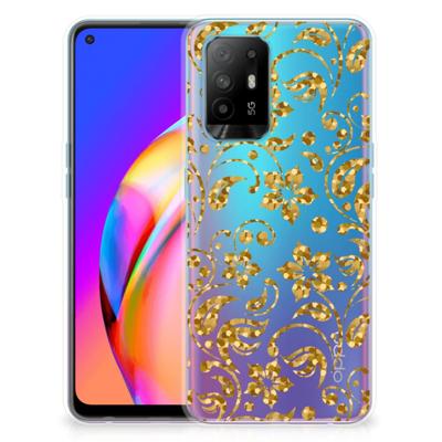 OPPO A94 5G | Reno5 Z | TPU Case | Gouden Bloemen