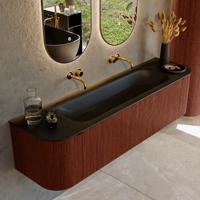 Badmeubel Mondiaz Kurve | 170 cm cm | Meubelkleur Ruby | Wastafelkleur Urban | Solid surface | Wasbak midden spoelbak | Zonder kraangat(en)