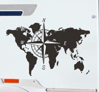 Camper sticker wereldkaart met richtingen