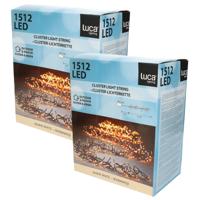 Luca Lighting Kerstverlichting - 2x - 1512 lampjes - afstandsbediening - warm wit - 9.7 m