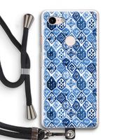 Blauw motief: Pixel 3 Transparant Hoesje met koord
