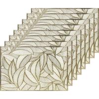 Decoris Tafel placemats - 8x - gouden bladeren - 30 x 45 cm - diner - ontbijt - kerst