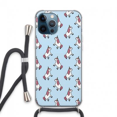 Eenhoorns overal: iPhone 13 Pro Max Transparant Hoesje met koord