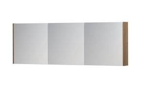 INK SPK1 spiegelkast met 3 dubbel gespiegelde deuren, stopcontact en schakelaar 180 x 14 x 60 cm, ash grey fineer