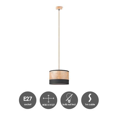Light depot - hanglamp ratan weave - linnen / zwart - Outlet