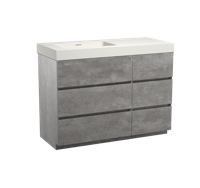 Storke Edge staand badmeubel 120 x 52 cm beton donkergrijs met Mata High asymmetrisch linkse wastafel in mat witte solid surface