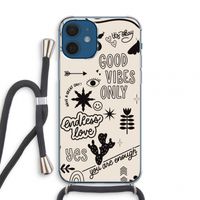 Good vibes: iPhone 12 mini Transparant Hoesje met koord