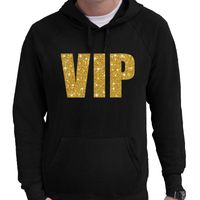 Hooded sweater zwart met goud VIP glitter bedrukking voor heren 2XL  - - thumbnail