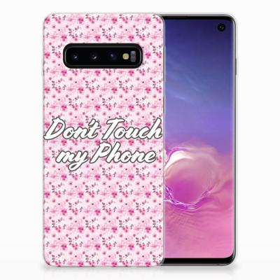 Samsung Galaxy S10 Silicone-hoesje Flowers Pink DTMP Samsung Galaxy S10 Silicone-hoesje Flowers Pink DTMP