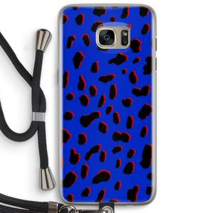 Blue Leopard: Samsung Galaxy S7 Edge Transparant Hoesje met koord