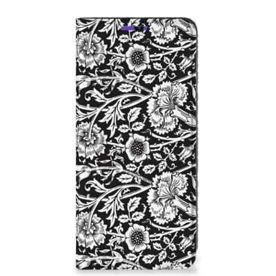 Samsung Galaxy A22 4G | M22 Smart Cover Black Flowers Samsung Galaxy A22 4G | M22 Smart Cover Black Flowers