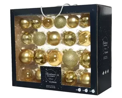 Kerstballen glas - goud 42stk Kerstballen glas - goud 42stk