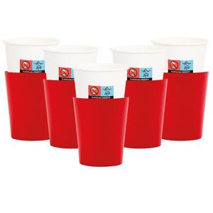 Feestbekers met hoesjes - 40x - rood - papier - 250ml