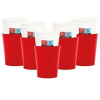 Feestbekers met hoesjes - 40x - rood - papier - 250ml - thumbnail