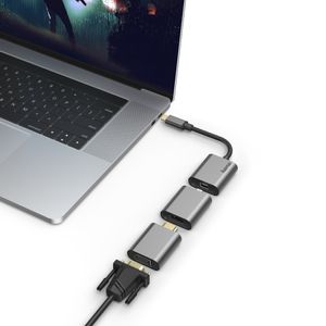 Hama 00200306 USB-C / Mini-displayport / HDMI / VGA Adapter [1x USB-C stekker - 1x Mini-DisplayPort bus, HDMI-bus, VGA-bus] Grijs