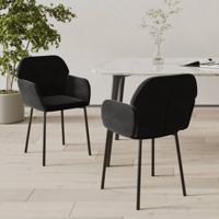 Eetkamerstoelen 2 st fluweel zwart - thumbnail