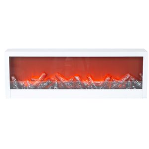 Sfeerhaard/open haard - wit - met led verlichting L60 x H20 cm