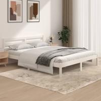 Bedframe massief grenenhout wit 150x200 cm