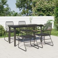 5-delige Tuinset PVC-rattan zwart